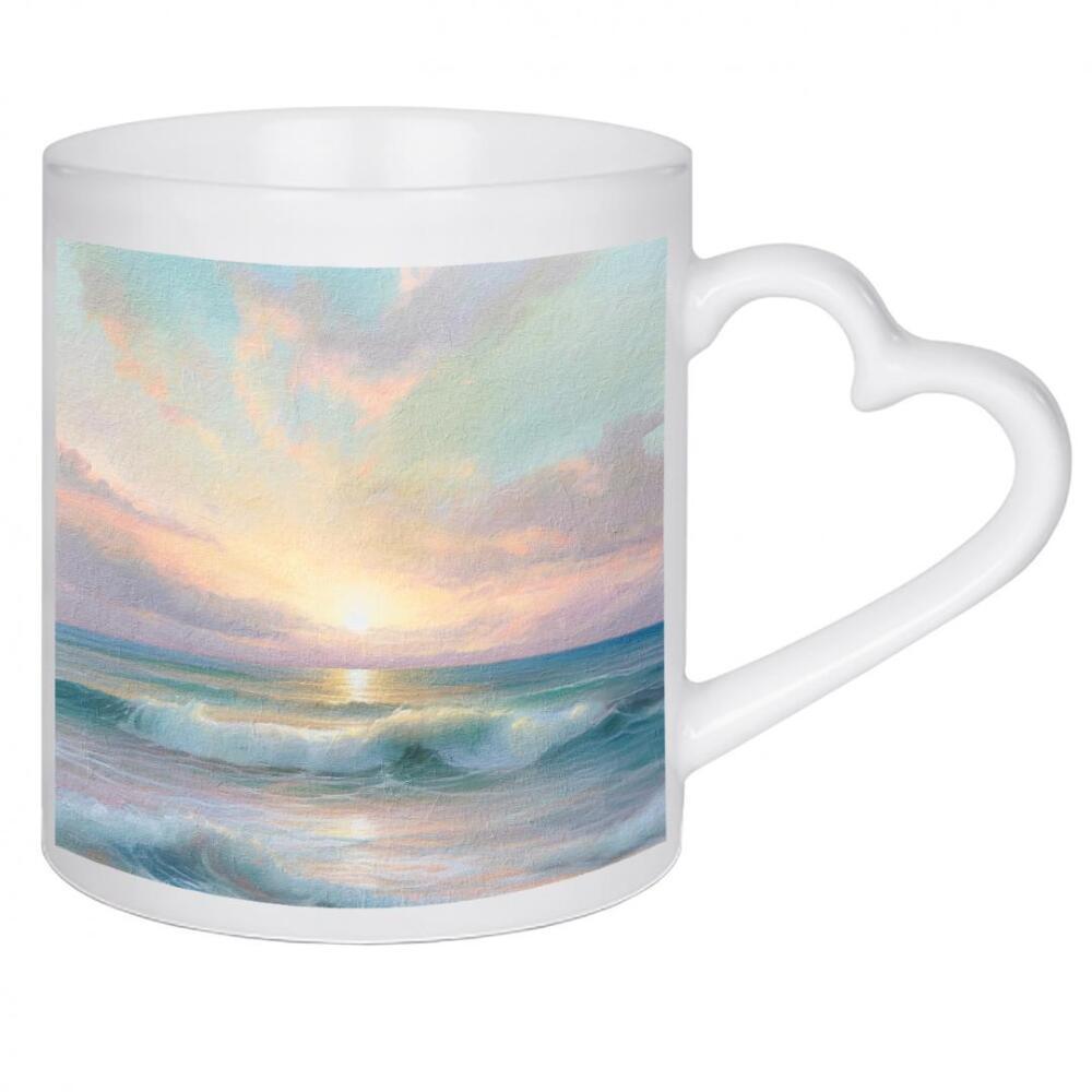Herztasse "Ozean-Sonnenaufgang L" artboxONE - Reise / Strand und Meer - Ozean,Sonnenaufgang,Sonnenuntergang,Wellen,Strand,Ufer,Schaum,Sand,Meer