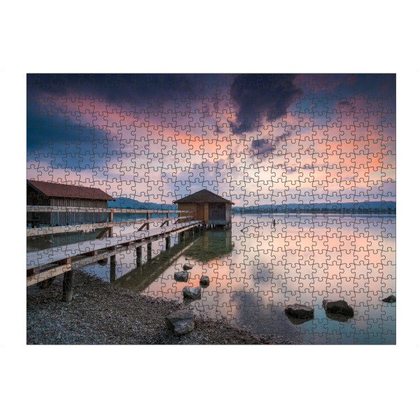 artboxONE Puzzle "Abend am Kochelsee" artboxONE - Natur - Kochelsee,Alpen,Steg,Bootshaus,See,Alpensee,Voralpen,Landschaft,Bayern - Bild kochelsee