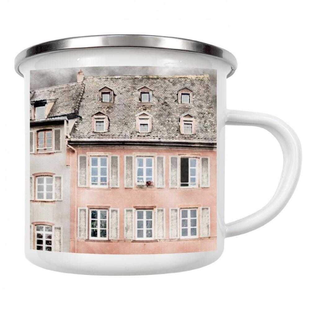 Emaille Tasse "Rosey-Gebäude" artboxONE - Architektur,Städte / Paris - Gebäude,Architektur,Haus,Häuser,Paris,Frankreich,Rosa