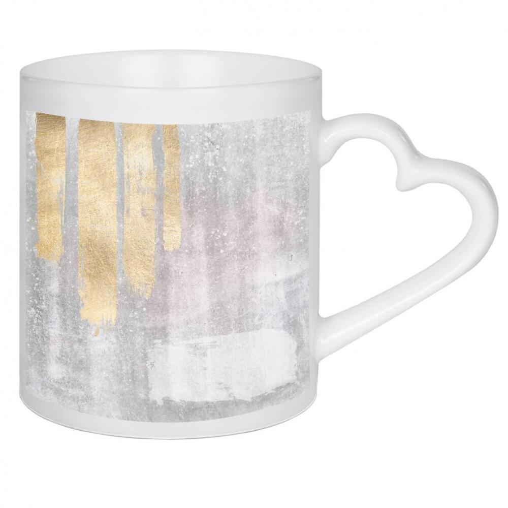 Herztasse "Rosa und graues abstraktes B" artboxONE - Abstrakt - Rosa,Gold,Abstrakt,Dekorativ,Heimdekoration
