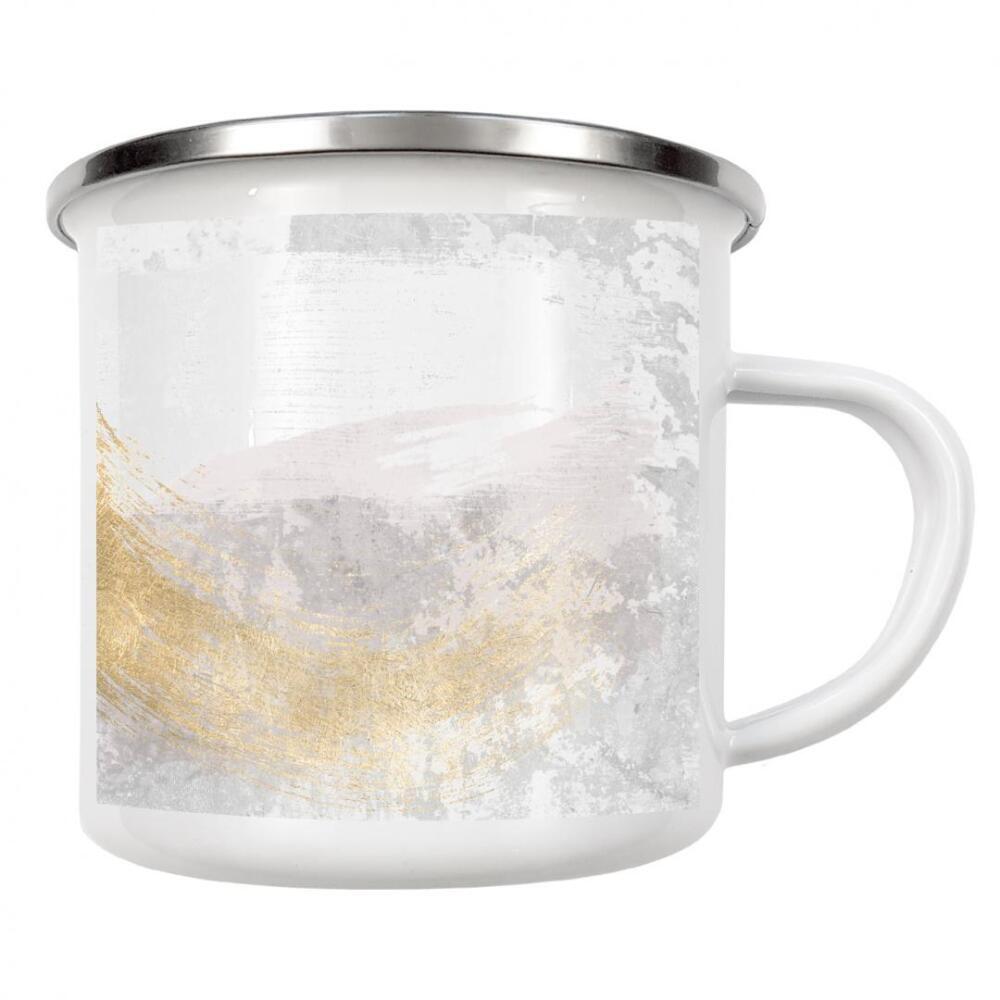 Emaille Tasse "Rosa und graue Zusammenfassung E" artboxONE - Abstrakt - Rosa,Gold,Abstrakt,Dekorativ,Heimdekoration