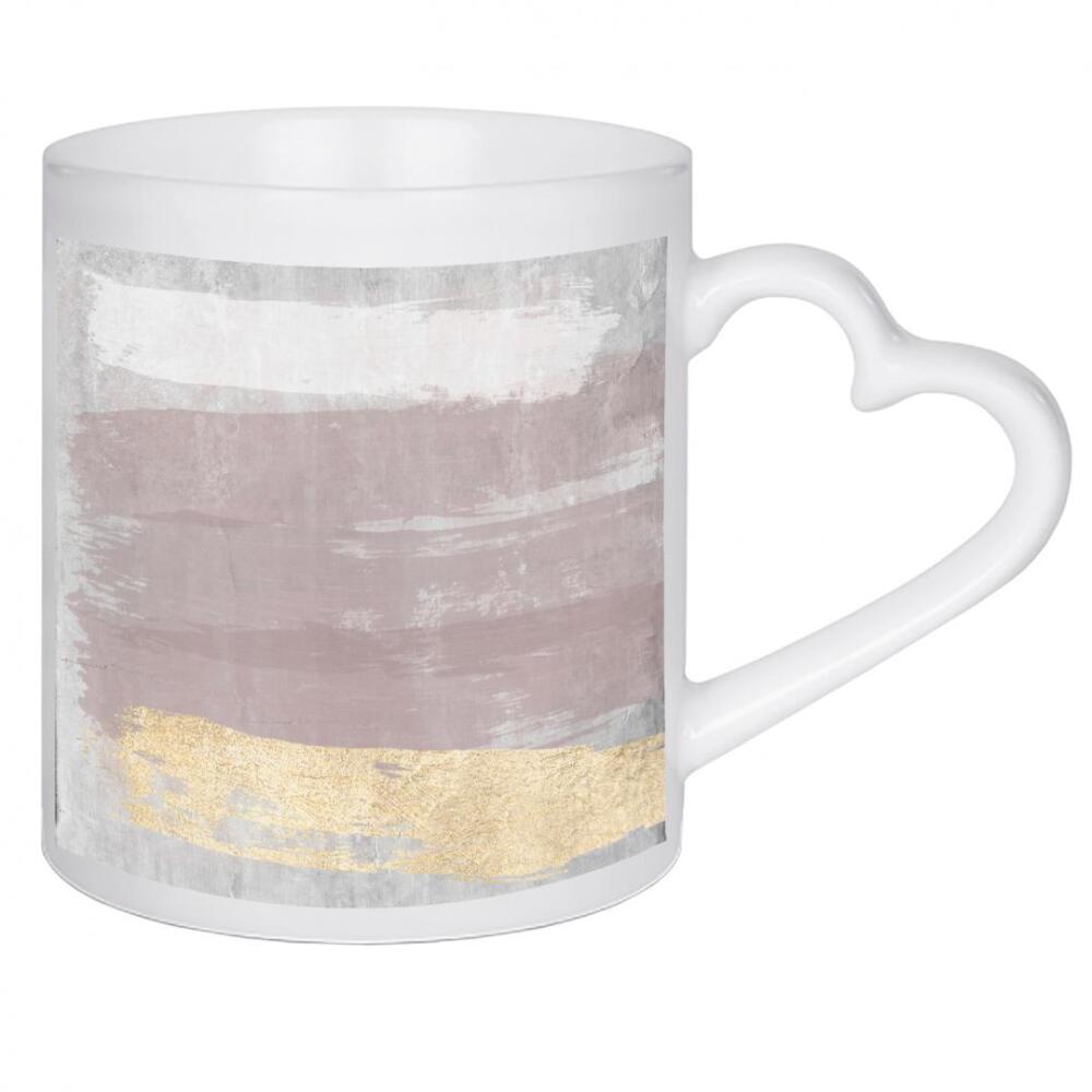 Herztasse "Rosa und graues abstraktes L" artboxONE - Abstrakt - Grau,Rosa,Gold,Dekor,Deko,Heimdekoration,Abstrakt