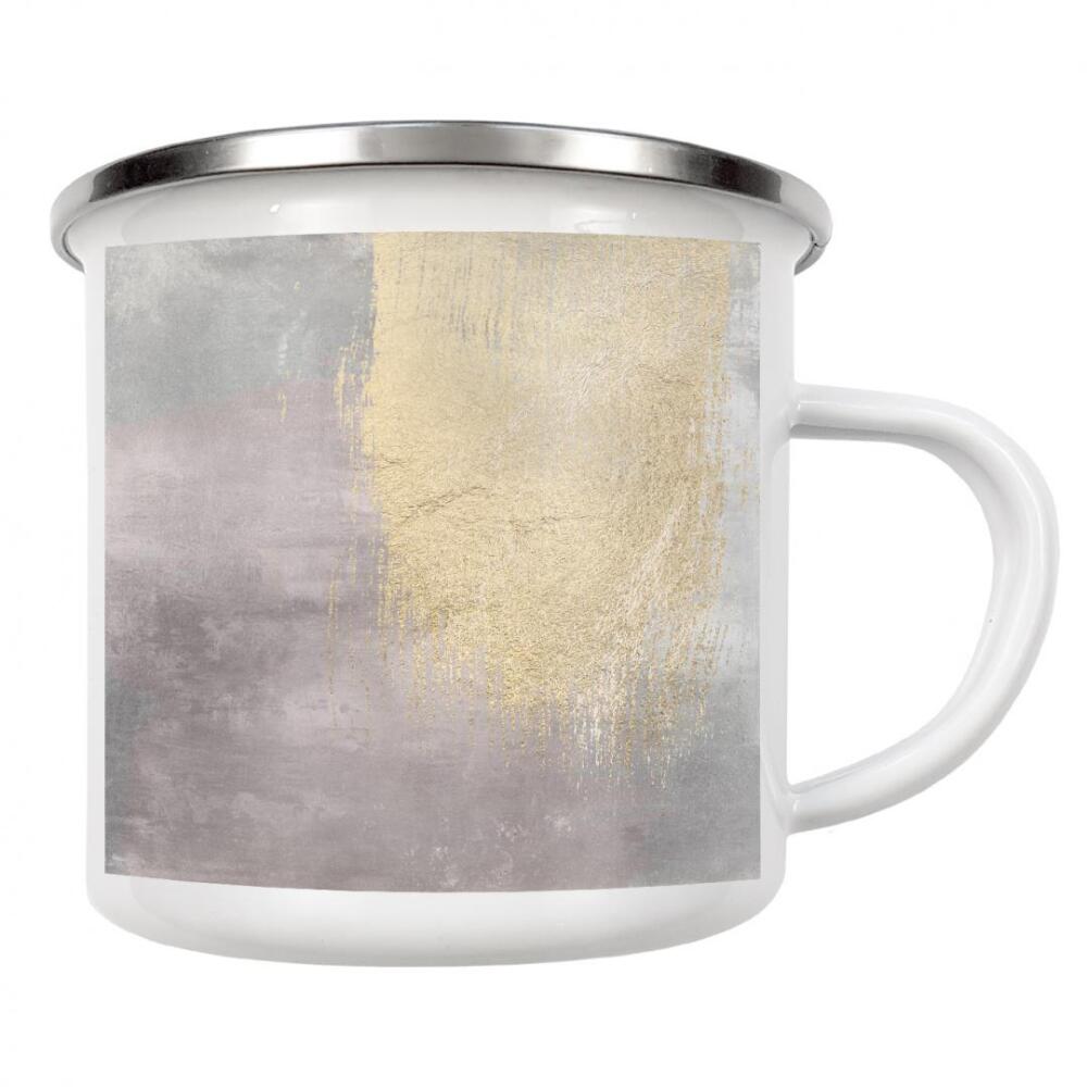 Emaille Tasse "Rosa und graues abstraktes N" artboxONE - Abstrakt - Grau,Gold,Tinte,Abstrakt,Dekor,Wohnkultur,Dekorativ