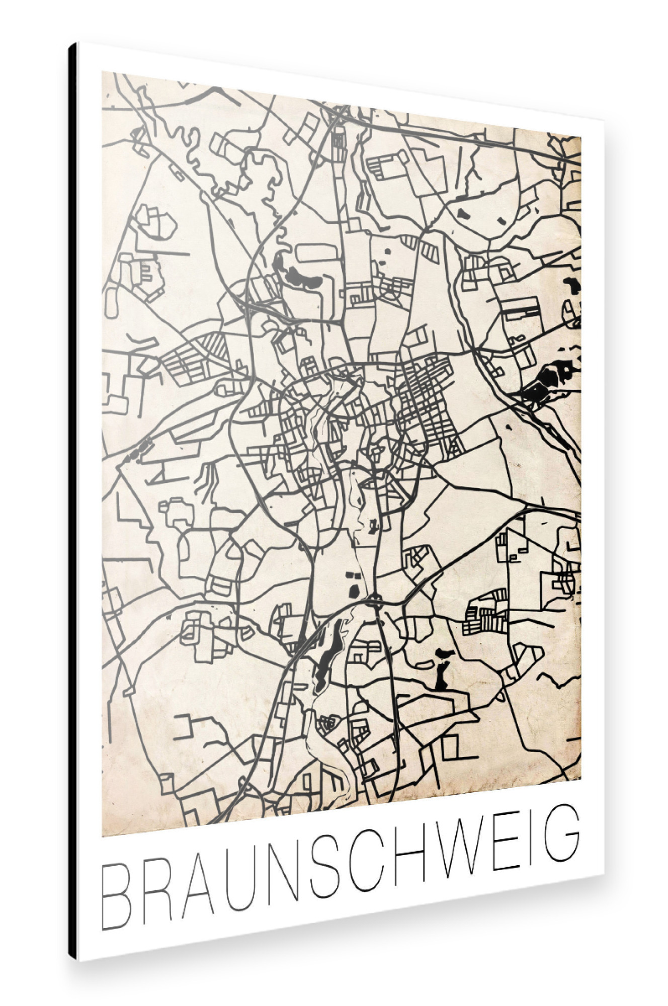 Alu-Dibond "Retro Map Braunschweig Vintage" 75x50 cm artboxONE