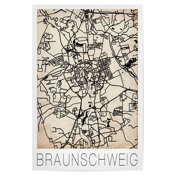 Poster 30x20 cm "Retro Map Braunschweig Vintage" artboxONE - Städte,Städte / Weitere,Kartografie - Retro,Map,Braunschweig