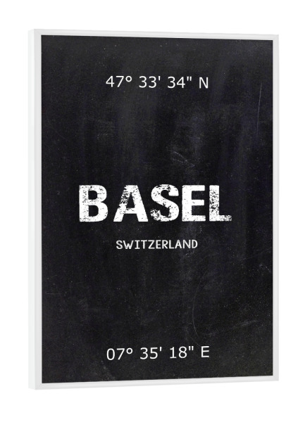 Poster mit weißem Rahmen "Basel Wall Art" artboxONE - Städte,Reise,Schwarzweiß - Basel,Switzerland,Tafel,Retro