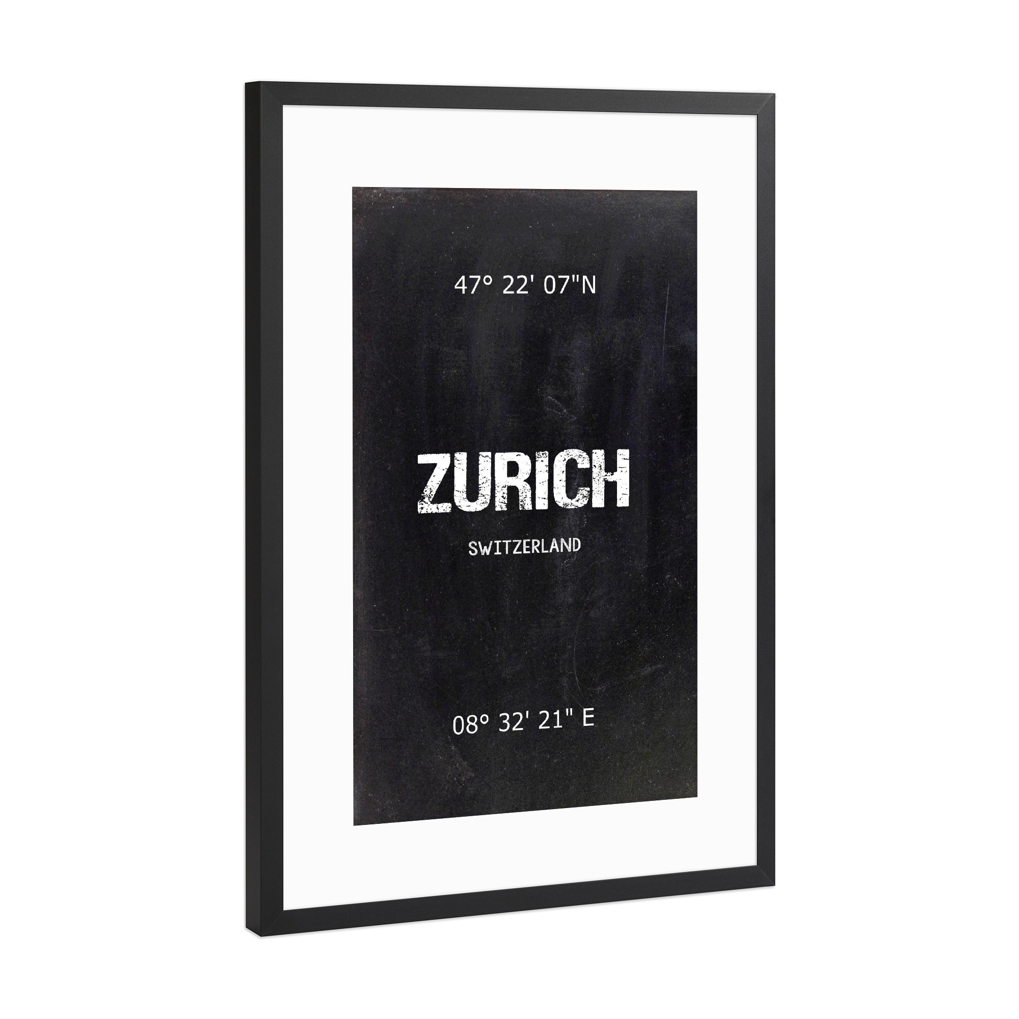 Poster mit Rahmen Schwarz (Metallic) "Zurich Wall Art" artboxONE - Städte,Schwarzweiß,Städte / Zürich - Zurich,Switzerland