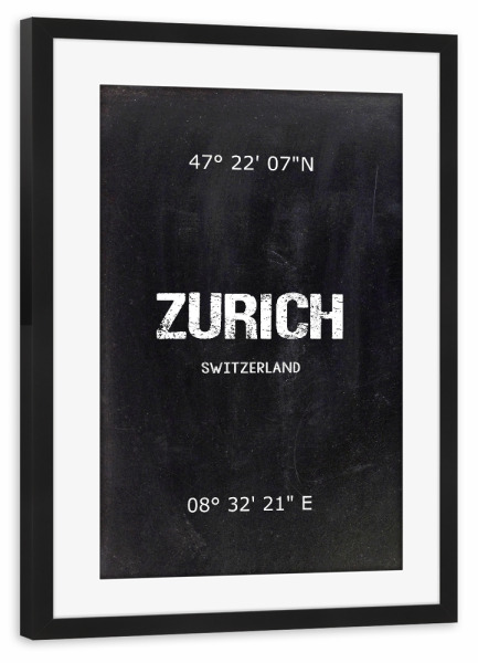 Poster mit Rahmen schwarz "Zurich Wall Art" artboxONE - Städte,Schwarzweiß,Städte / Zürich - Zurich,Switzerland