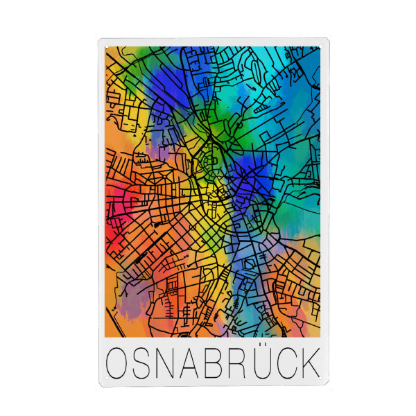 Metall Poster "Retro Map Osnabrück Watercolor" artboxONE - Städte,Schwarzweiß,Kartografie - Retro,Map,Osnabrück - Blechschild