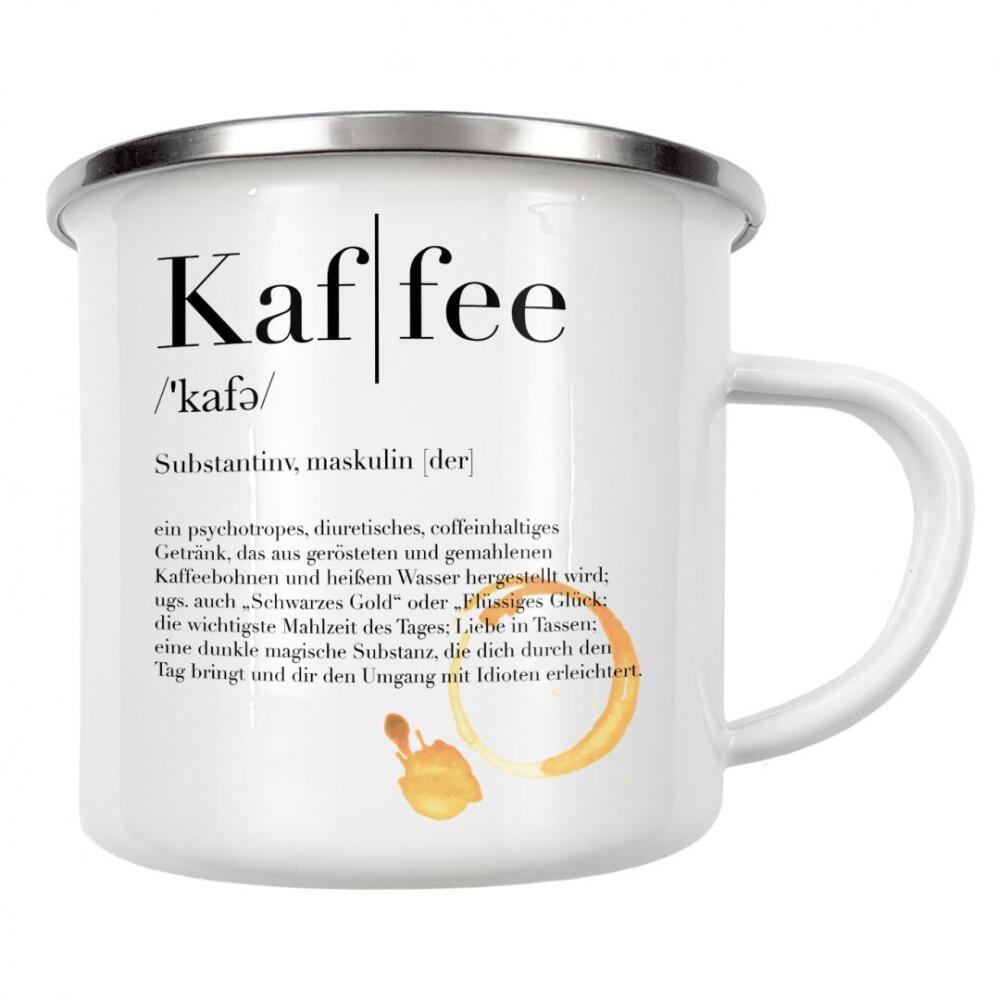 Emaille Tasse "Kaffee Definition" artboxONE - Typografie,Essen & Trinken,Lustig