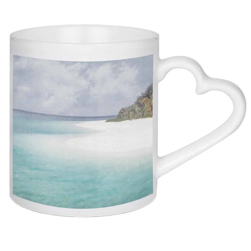Herztasse "Wunderschöner Strand" artboxONE - Reise / Strand und Meer - Strand,Insel,Küste,Küste,Sand,Meer,Ufer,Felsen