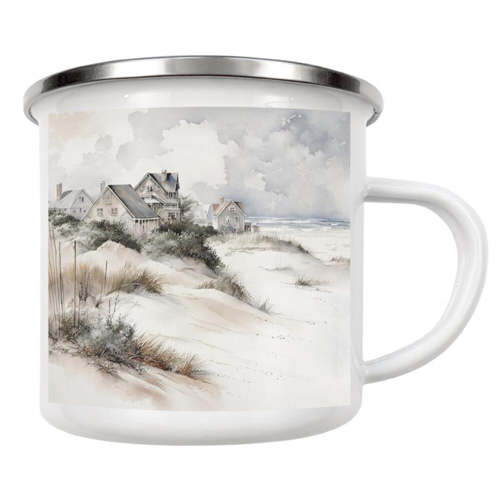 Emaille Tasse "Strandhaus B" artboxONE - Architektur,Reise / Strand und Meer