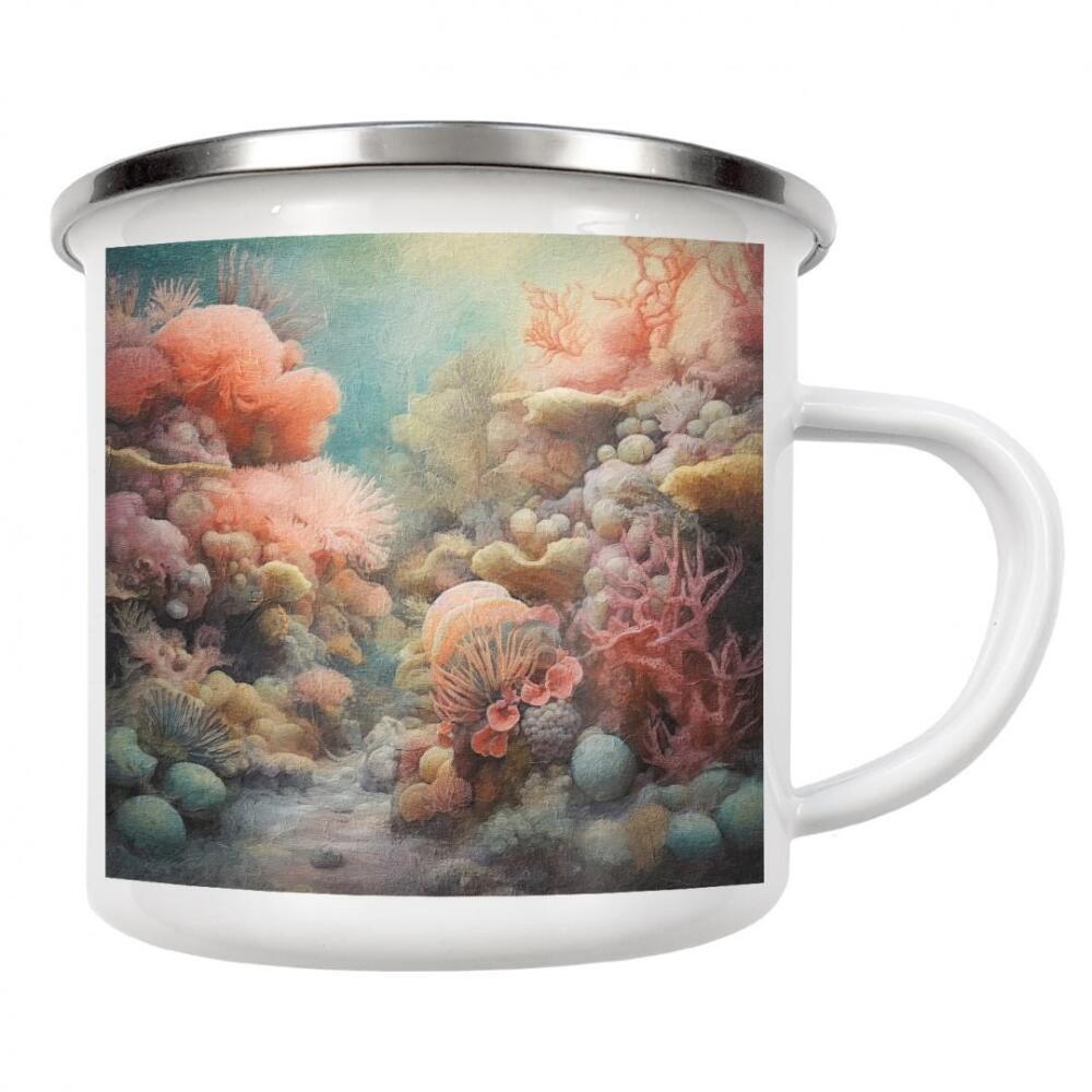 Emaille Tasse "Unterwasserwelt J" artboxONE - Reise / Strand und Meer - Ozean,Koralle,Meer,Meeresleben,Marine
