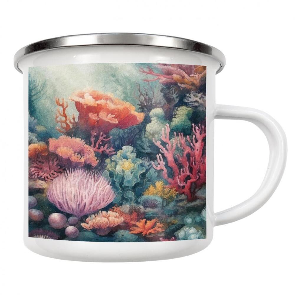 Emaille Tasse "Unterwasserwelt K" artboxONE - Reise / Strand und Meer - Korallen,Meer,Meeresleben,Ozean,Marine