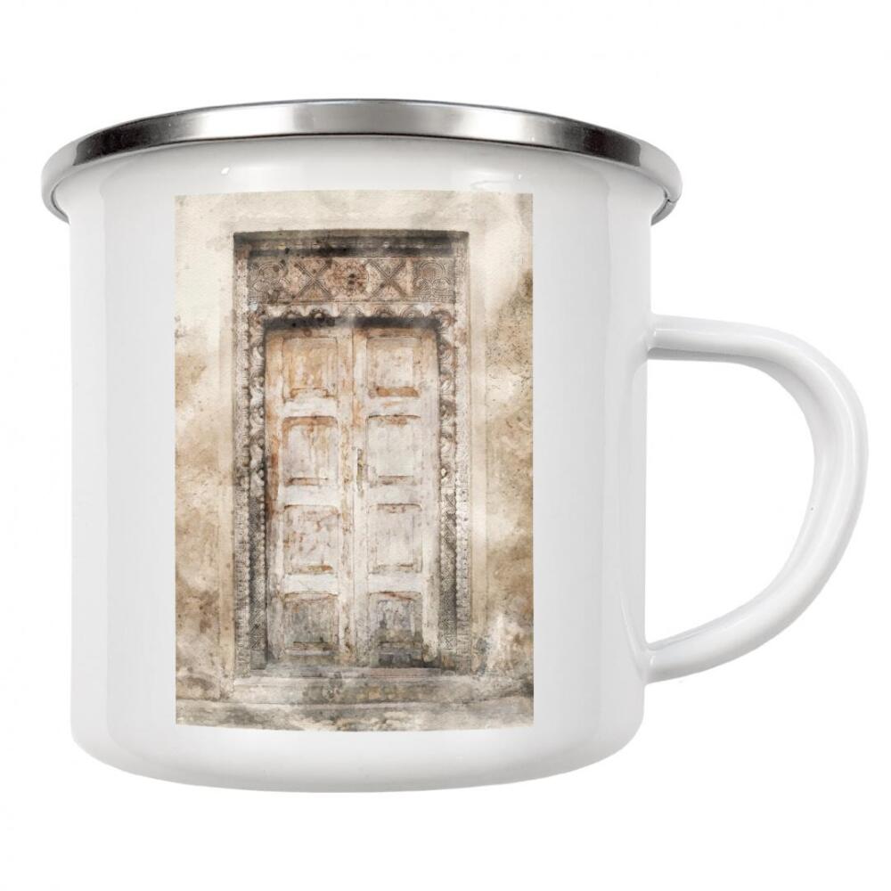 Emaille Tasse "Aquarell Tür D" artboxONE - Architektur - Tür,Eingang,Häuser,Zuhause,Architektur,Aquarell