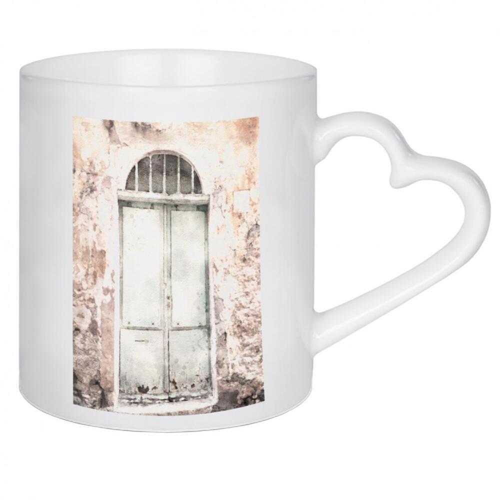 Herztasse "Aquarell Tür F" artboxONE - Architektur - Aquarell,Tür,Häuser,Häuser,Architektur