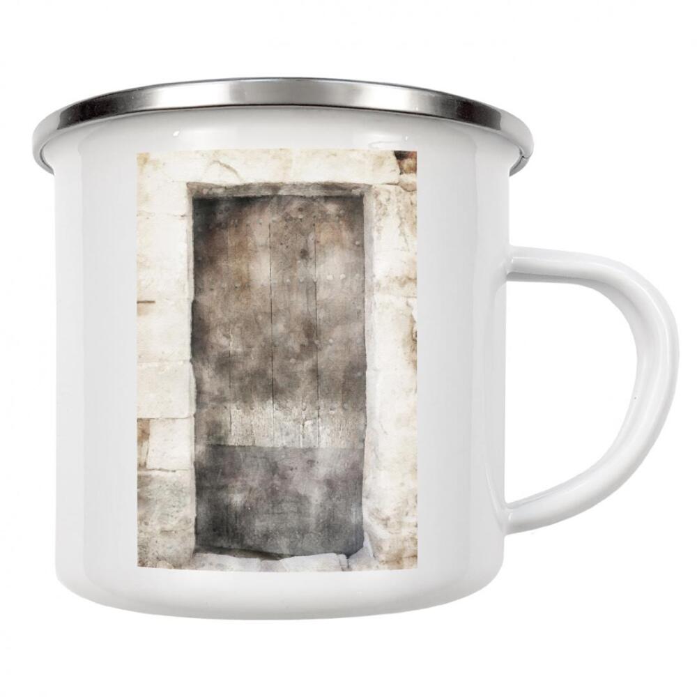 Emaille Tasse "Aquarell Tür G" artboxONE - Architektur - Tür,Eingang,Haus,Zuhause,Aquarell,Architektur