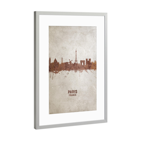 Poster mit Rahmen Silber "Paris France Rust Skyline" artboxONE - Städte / Paris - Paris,Rust,Skyline,Beton