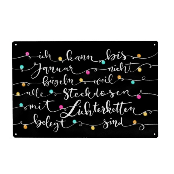 Holzbild "Lichterkette" artboxONE - Weihnachten - Weihnachten,Lichterkette,Lustig,Lettering,Bügeln