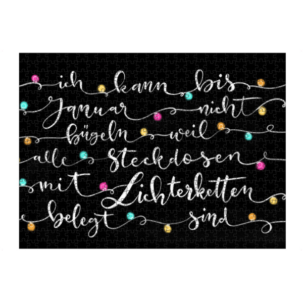 Puzzle Ravensburger "Lichterkette" artboxONE - Weihnachten - Weihnachten,Lichterkette,Lustig,Lettering,Bügeln - Bild weihnachten
