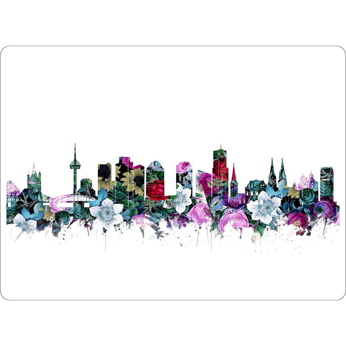 Tischset "Cologne city skyline floral" artboxONE - Städte,Städte / Köln,Reise,Floral,Architektur - Vintage,Germany,Cologne,Flowers - Bild vintage