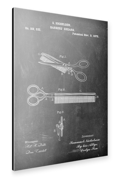 Alu-Dibond "Friseurschere Tafel" 30x20 cm artboxONE