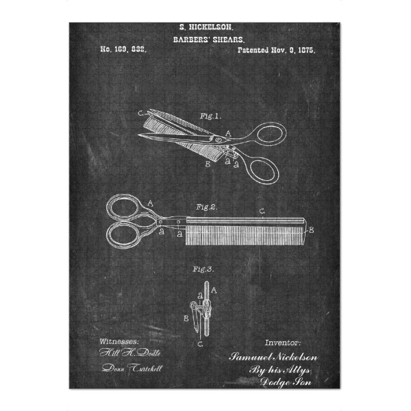 Puzzle Ravensburger "Friseurschere Tafel" artboxONE - Schwarzweiß,Fashion - Friseur,Barber,Vintage,Haar,Scheere - Bild friseur
