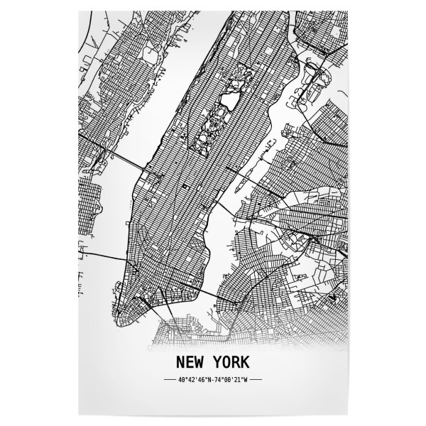 Poster "New York Retro Map" artboxONE - Städte,Städte / New York,Schwarzweiß,Kartografie - Retro,Map,New york