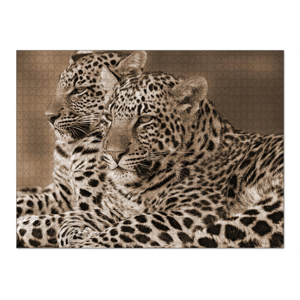 Puzzle Ravensburger "Zwei Leoparden sepia digital-art" artboxONE - Tiere,Reise / Afrika - Leopard,Afrika,Animal,Pattern - Bild leopard