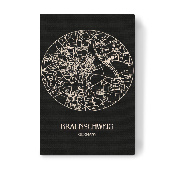 Leinwandbild "Retro Map Braunschweig Round" artboxONE - Städte,Städte / Weitere,Kartografie - Retro,Map,Braunschweig