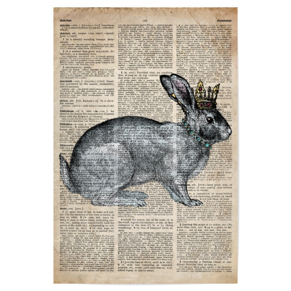 Poster 30x20 cm "Hase in einer Krone" artboxONE - Tiere - Tier,Vintage,Hase,Wald,Krone