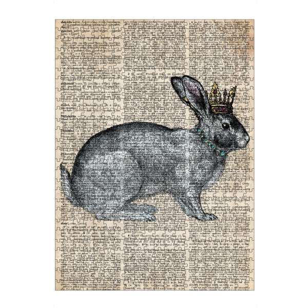 Puzzle Ravensburger "Hase in einer Krone" artboxONE - Tiere - Tier,Vintage,Hase,Wald,Krone - Bild tier