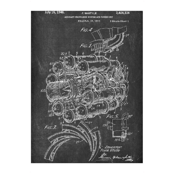 artboxONE Puzzle "Flugzeugmotor Patent (Tafel)" artboxONE - Reise,Schwarzweiß - Retro,Flugzeug,Patent,Luftfahrt - Bild retro