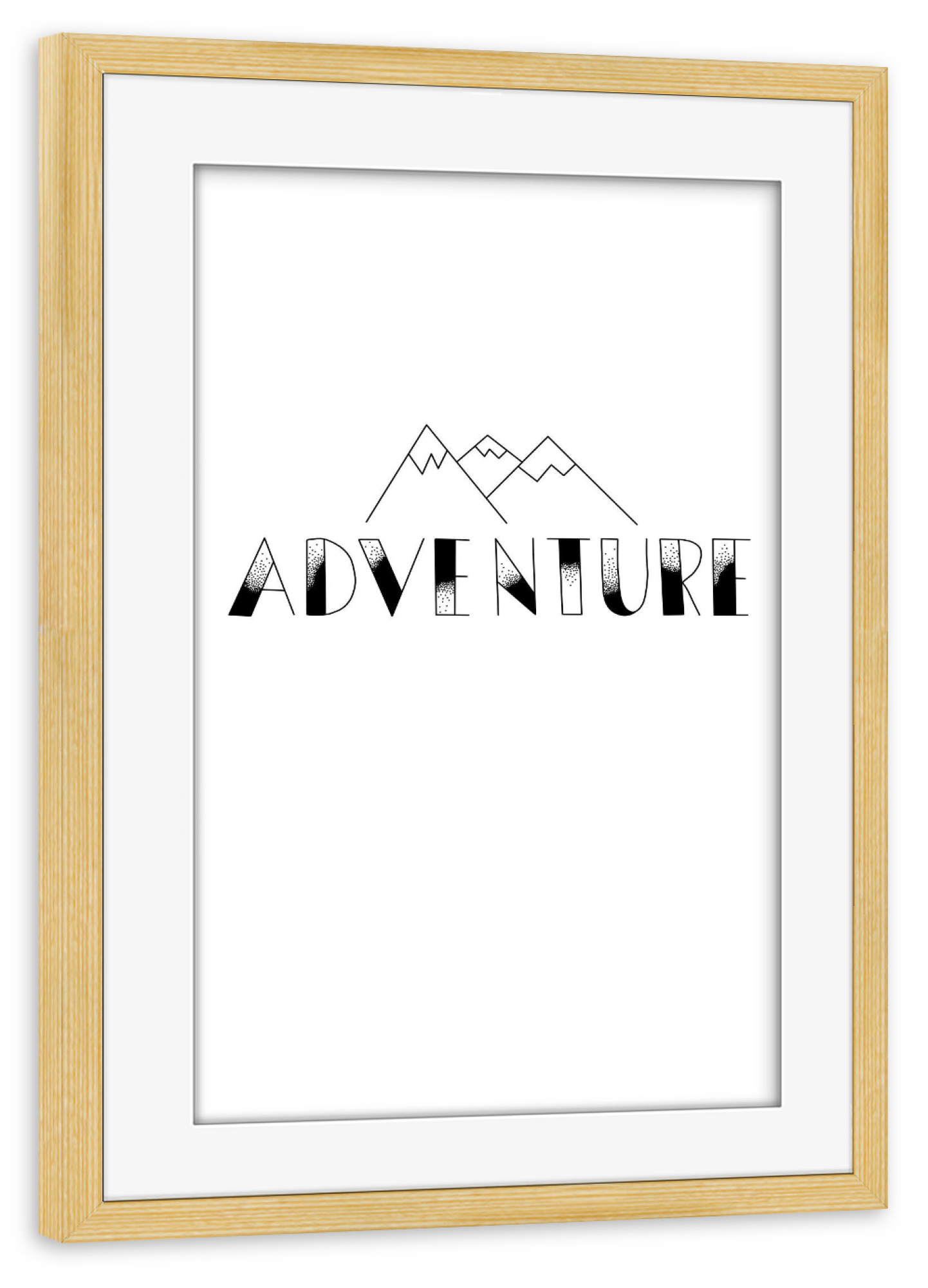 Poster mit Rahmen kiefer "Adventure Berge" artboxONE - Typografie,Natur,Reise,Schwarzweiß - Lettering,Adventure,Berge