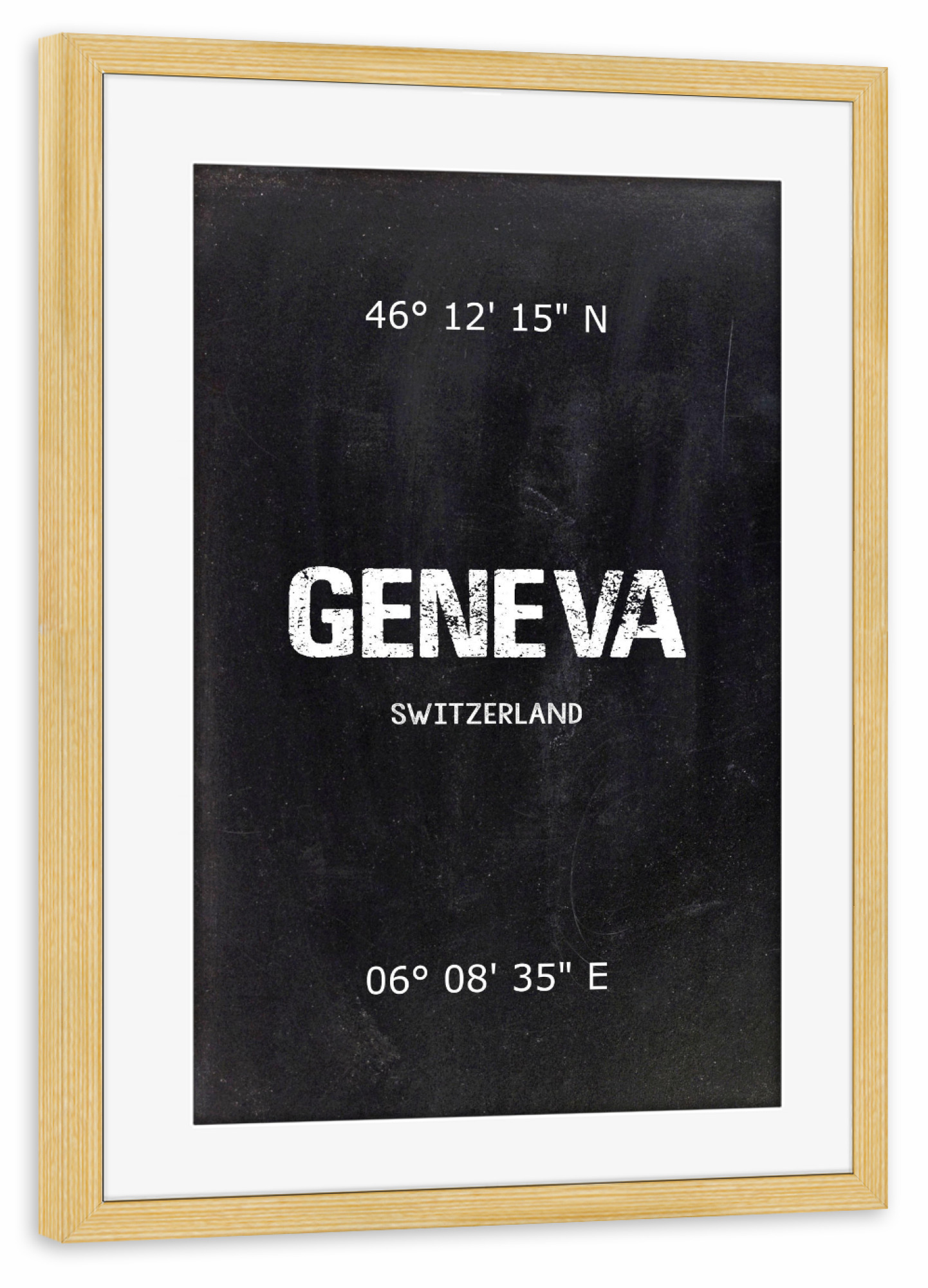 Poster mit Rahmen kiefer "Geneva Wall Art" artboxONE - Städte,Reise,Schwarzweiß,Städte / Weitere - Geneva,Art,Schweiz