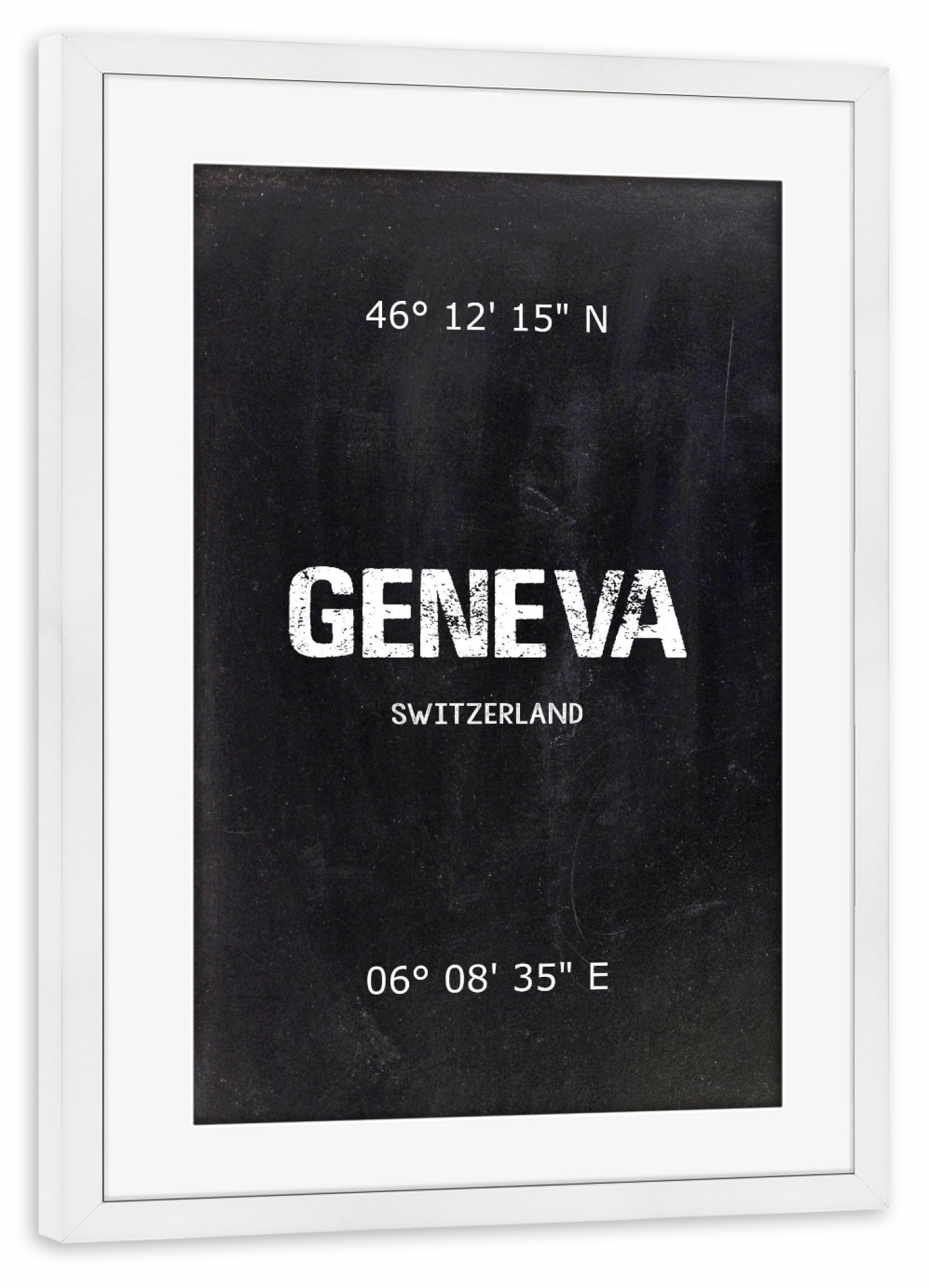 Poster mit Rahmen weiß "Geneva Wall Art" artboxONE - Städte,Reise,Schwarzweiß,Städte / Weitere - Geneva,Art,Schweiz
