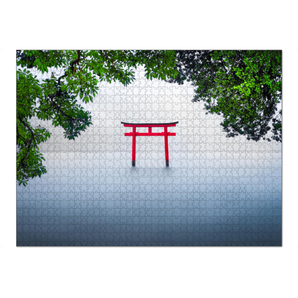 Puzzle Ravensburger "Rotes Torii, Japan" artboxONE - Architektur,Reise / Asien - Tor,Japan,Asien,Rot,Wasser,Architektur - Bild tor