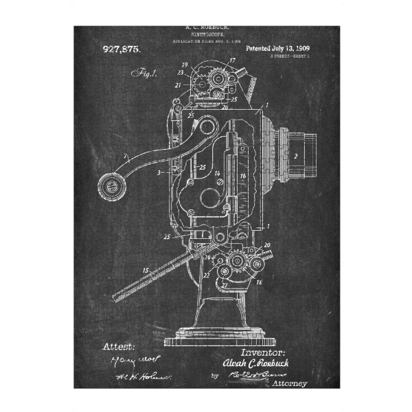 Puzzle Ravensburger "Filmprojektor Patent (Tafel)" artboxONE - Film,Schwarzweiß - Projektor,Kino,Film,Retro,Vintage - Bild projektor