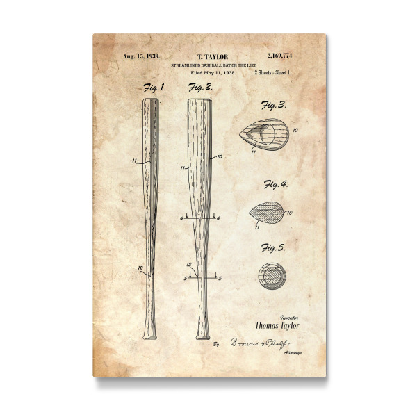 Galerie-Print "Baseballschläger Patent (Antik)" 30x20 cm artboxONE