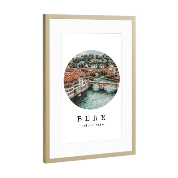 Poster mit Rahmen Gold "Natury Bern" artboxONE - Städte - Travel,Nature,Bern,Switzerland