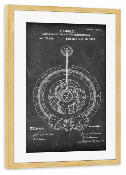 Poster mit Rahmen kiefer "Astronomie II (Tafel)" artboxONE - Schwarzweiß,Galaxy - Astronomie,Sterne,Vintage,Wissenschaft,Galaxie