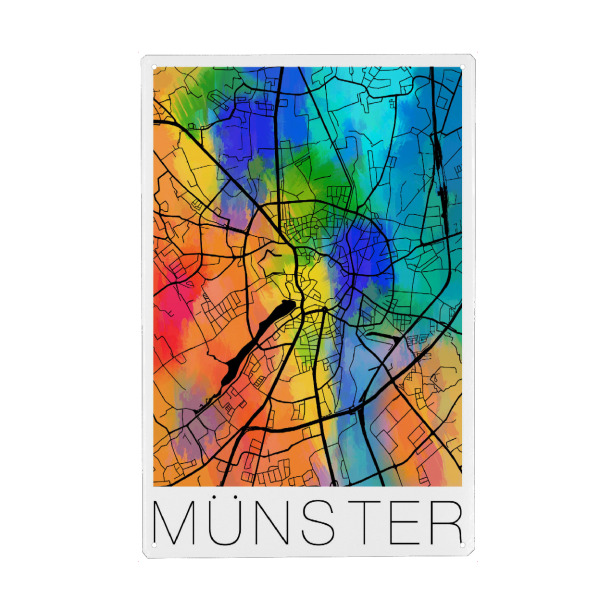 Holzbild "Retro Map Münster Germany" artboxONE - Städte,Städte / Weitere,Kartografie - Retro,Map,Munster,Germany