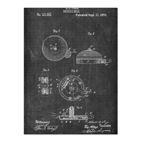 Puzzle Ravensburger "Fahrradklingel II (Tafel)" artboxONE - Reise,Schwarzweiß,Streetart,Sport - Fahrrad,Fahren,Retro,Radfahren,Patent,Fahrradklingel