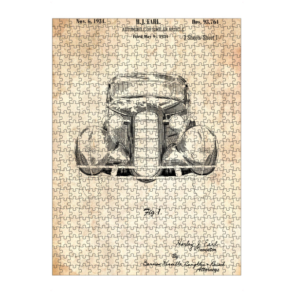 artboxONE Puzzle "Retro Auto (Antik)" artboxONE - Automobile - Retro,Auto,Vintage,Patent,Fahrzeug,Motor - Bild retro