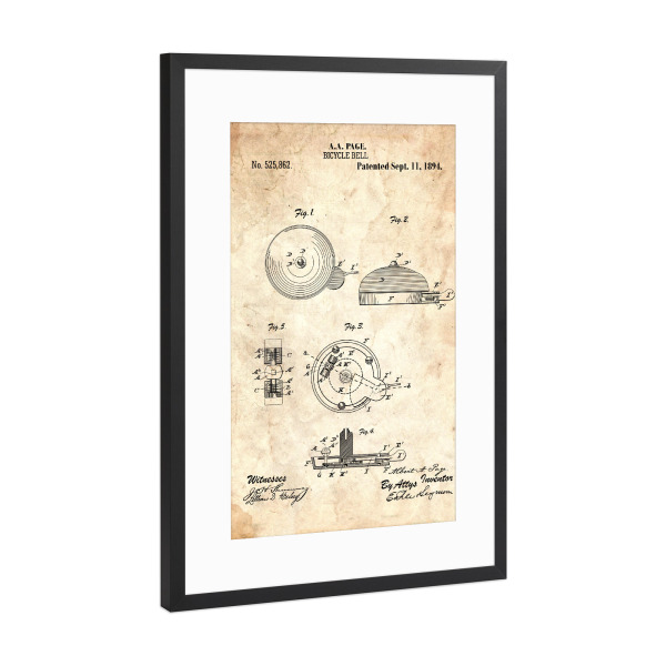 Poster mit Rahmen Schwarz (Metallic) "Fahrradklingel II (Antik)" artboxONE - Reise,Streetart,Sport