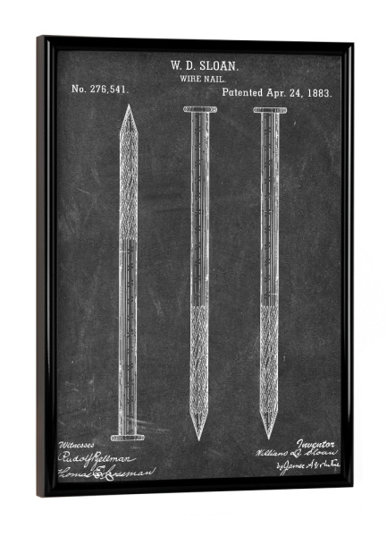 Poster mit schwarzem Rahmen "Nagel Patent (Tafel)" artboxONE - Schwarzweiß,Für Papa
