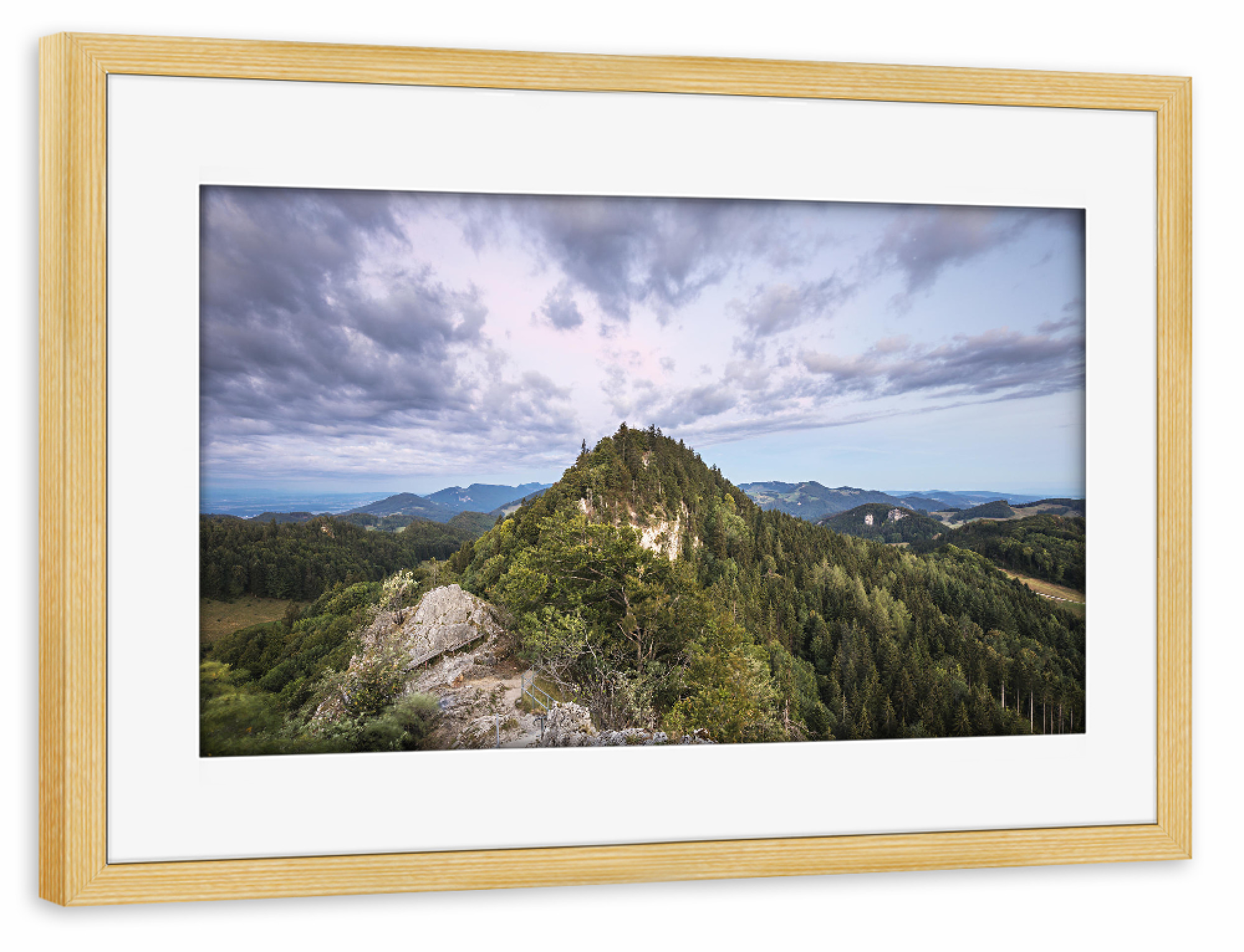 Poster mit Rahmen kiefer "Belchenflue" artboxONE - Natur,Reise - Landschaft,Schweiz,Fels,Wald,Wolken,Berg