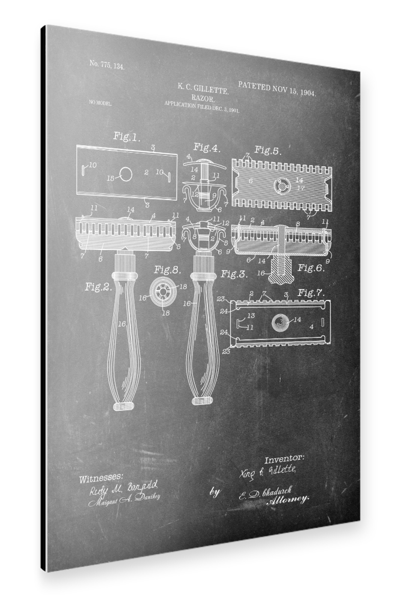 Alu-Dibond "Rasierhobel Patent (Tafel)" 75x50 cm artboxONE