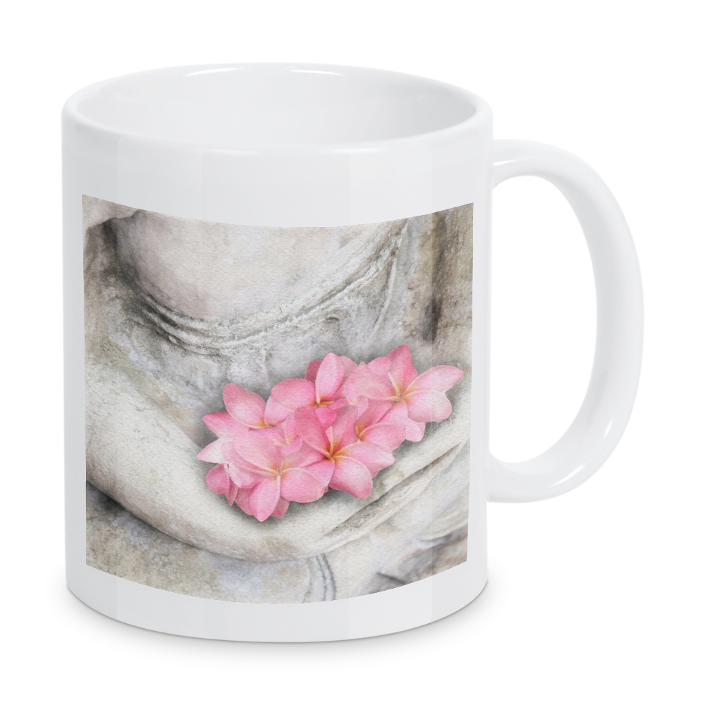 Tasse "Zen-Statue J" artboxONE - Natur,Floral - Zen,Statue,Lotus,Rosa,Hände,Anatomie