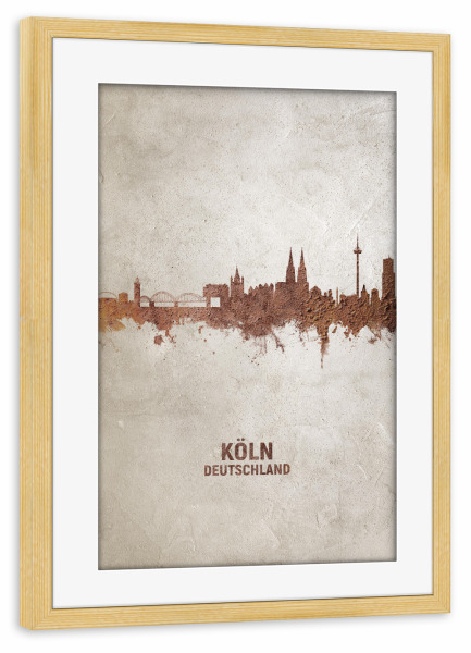 Poster mit Rahmen kiefer "Köln Germany Rust Skyline" artboxONE - Städte / Köln - Cologne,Cologne skyline,Rust